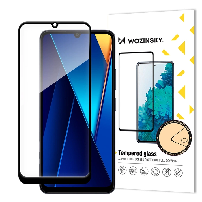 Vetro temperato Wozinsky Full Glue con cornice nera per Xiaomi POCO C65/Redmi 13C