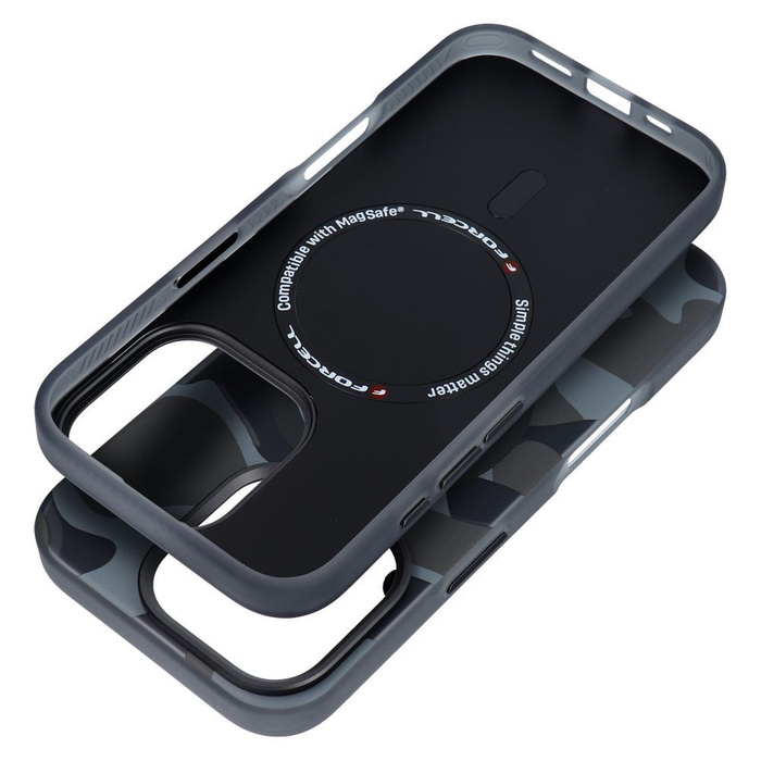 Etui na iPhone 16 PRO Forcell F-Protect Levels Dual Layer 4D technology zgodny z MagSafe Military Drop-Test black camo