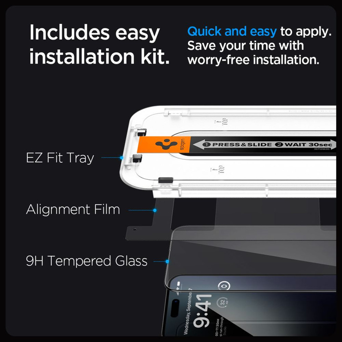 Tempered Glass Spigen Glas.tr "ez Fit" Fc 2er-Pack iPhone 15 Pro Max Schwarz