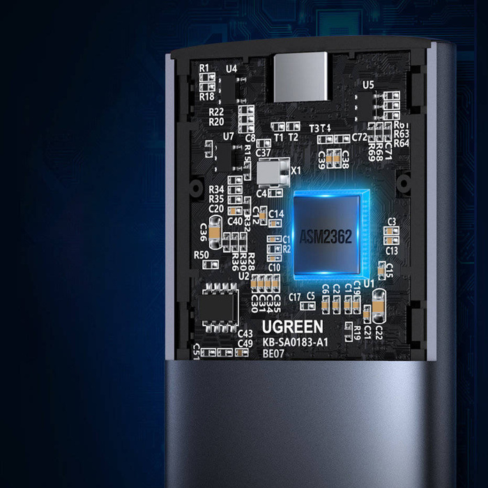 Ugreen pro pevný disk Kryt pevného disku M.2 B-Key SATA 3.0 5 Gb/s šedý + kabel USB typu C (CM400)