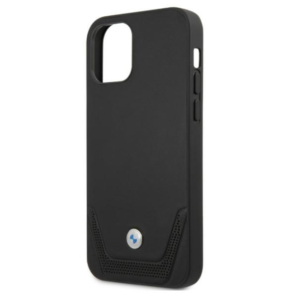 Cover BMW Apple iPhone 12 12 Pro Leather Perforate Black Hardcase