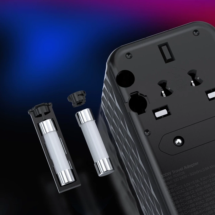 Choetech PD6028 EU / US / AUS / UK Reiseadapter 2x USB-C 2x USB-A 100W - Schwarz