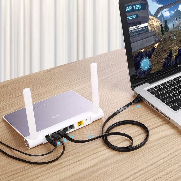 Ugreen Ethernet patch kabel U/FTP Cat. 7 10 Gb/s plochý 0,5 m černý (NW106)