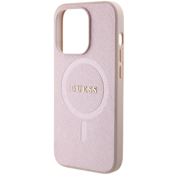 Etui Guess GUHMP15LPSAHMCP iPhone 15 Pro 6.1" różowy/pink hardcase Saffiano MagSafe Case