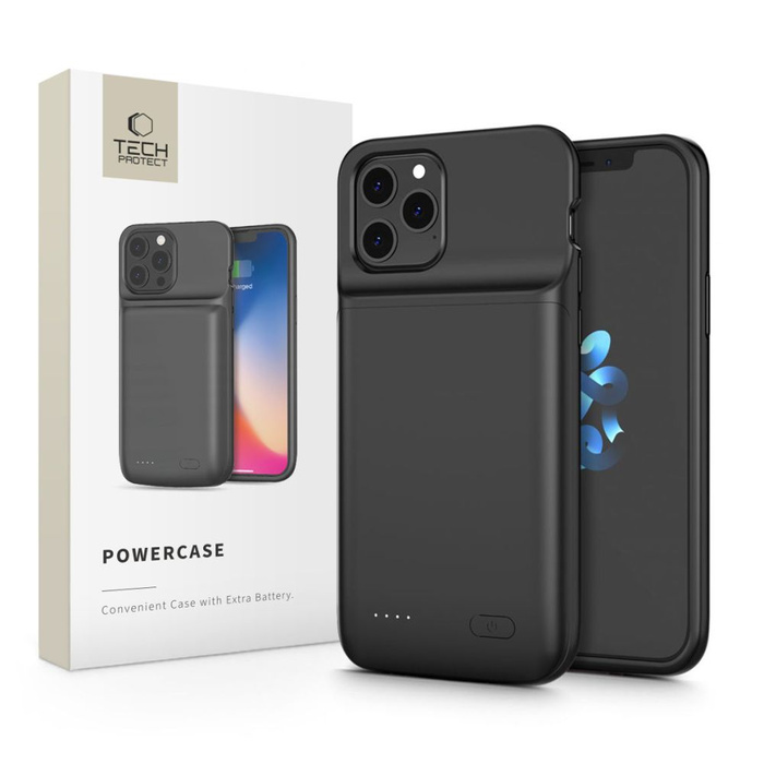 Case TECH-PROTECT Powercase 4800MAH iPhone 12/12 Pro Black Black Case