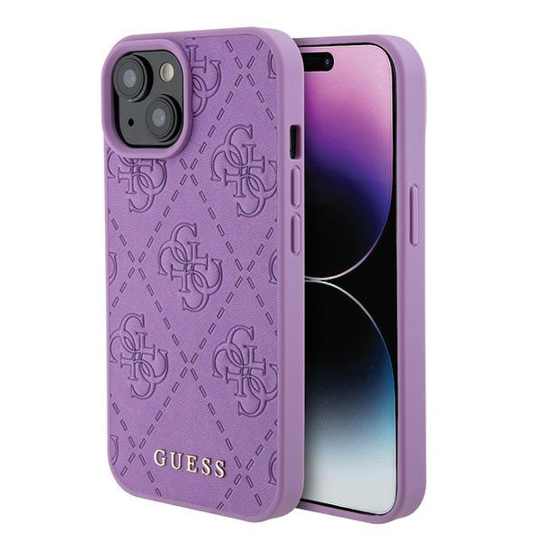 Funda Guess GUHCP15SP4EPMU iPhone 15 6.1" púrpura/morado claro durocase Cuero 4G Estampado Case