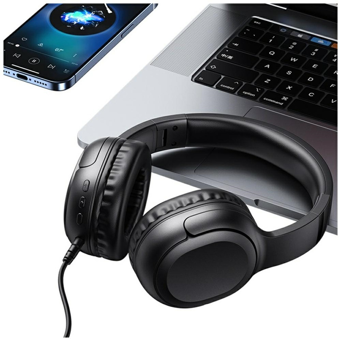 USAMS Słuchawki Bluetooth 5.3 nauszne Yun Series czarny/black TDLYEJYX01 (USAMS-YG23)