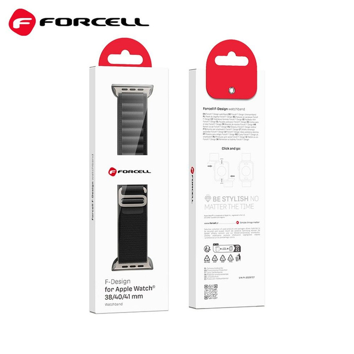 FORCELL F-DESIGN FA13 pasek do APPLE Watch 42 / 44 / 45 / 49 mm czarny