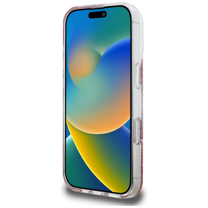 Etui Guess HC Resin Bottom Glitter do     iPhone 16 Pro Max MagSafe różowy