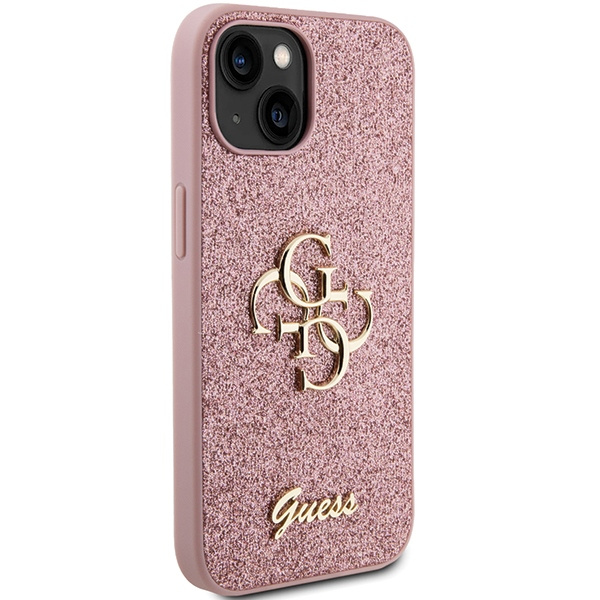 Funda Guess GUHCP15MHG4SGP iPhone 15 Plus 6.7" rosa/rosa durocase Glitter Script Big 4G Case