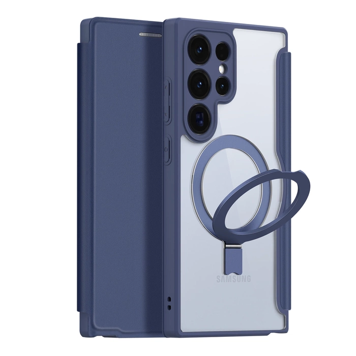 Coque Dux Ducis Skin X Pro avec anneau magnétique / support pour Samsung S24 Ultra - bleu
