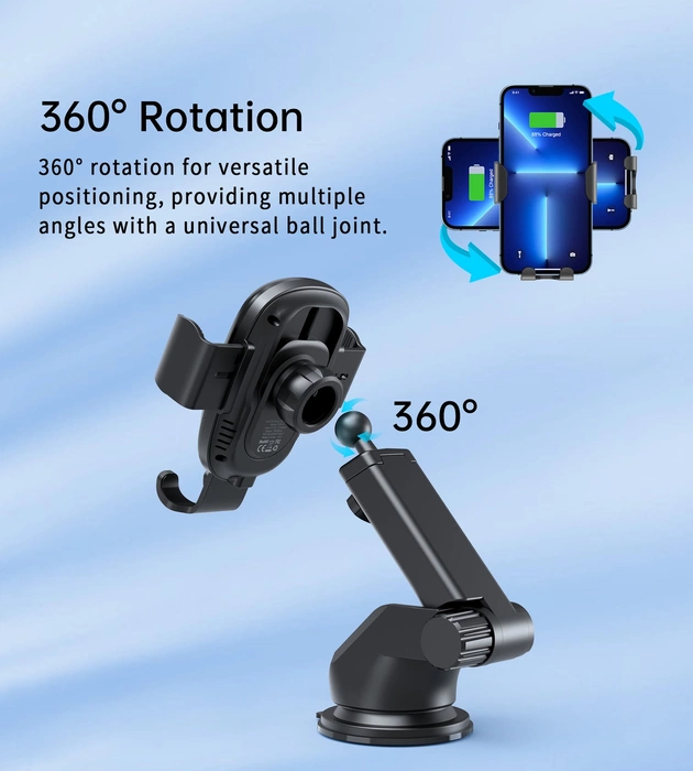 Choetech T203-F gravity car holder with 15W inductive charger for cockpit - black