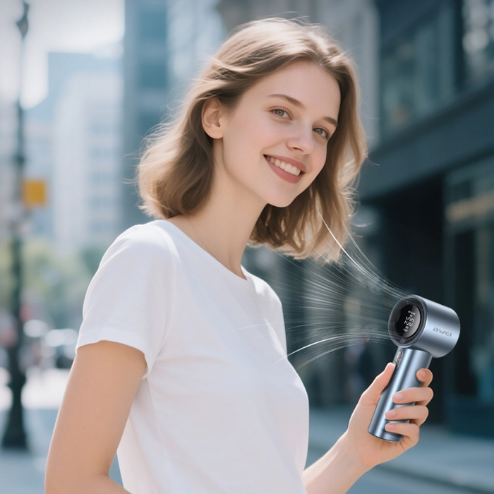 Wiatrak ręczny AWEI F38 MINI niebieski