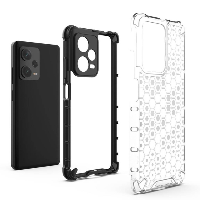 Custodia a nido d&#39;ape per Xiaomi Redmi Note 12 Pro+ cover ibrida corazzata nera