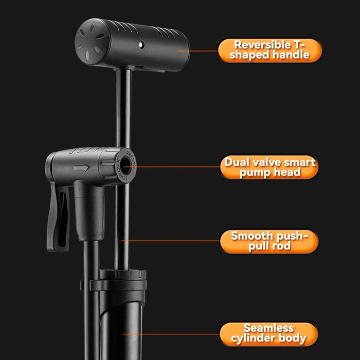 Rockbros 42310006001 pompe à vélo avec manomètre - noir