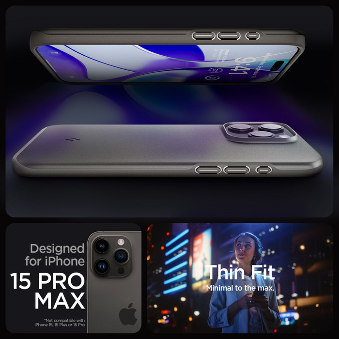Case Spigen Thin Fit iPhone 15 Pro Max Gunmetal Case