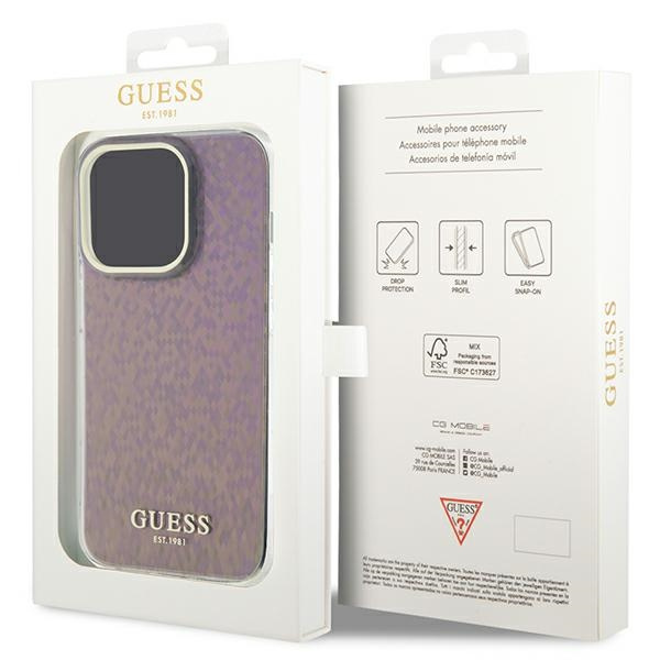 Hülle Guess GUHCP15LHDECMP iPhone 15 Pro 6.1" rosa/rosa hartcase IML Faceted Mirror Disco Iridescent Case