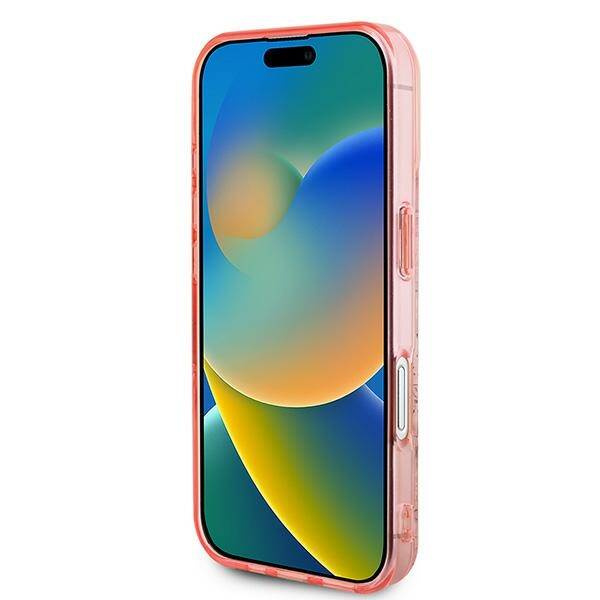 Etui Guess iPhone 16 6.1" różowy/pink hardcase IML Flower & Tonal Circle MagSafe