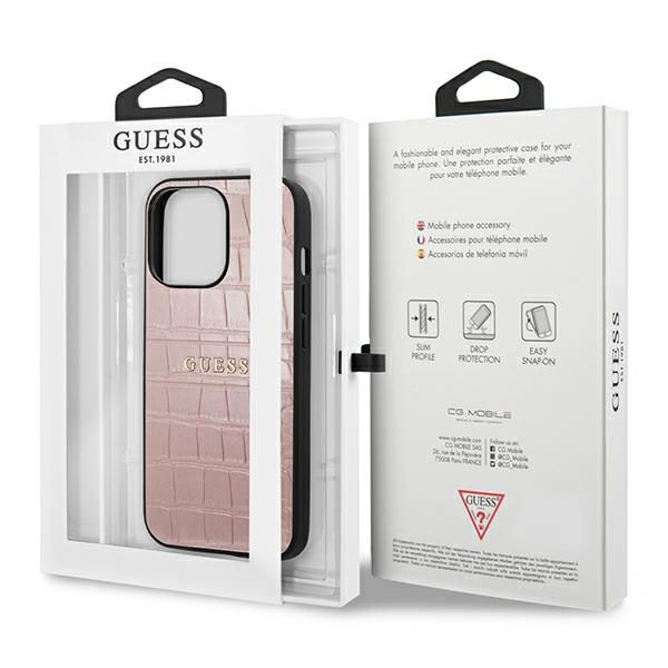 Case GUESS Apple iPhone 13 13 Pro Croco Strap Collection Pink Case
