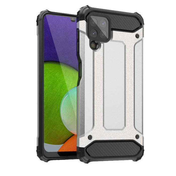 Custodia Hybrid Armor Cover resistente e robusta per Samsung Galaxy A22 4G argento