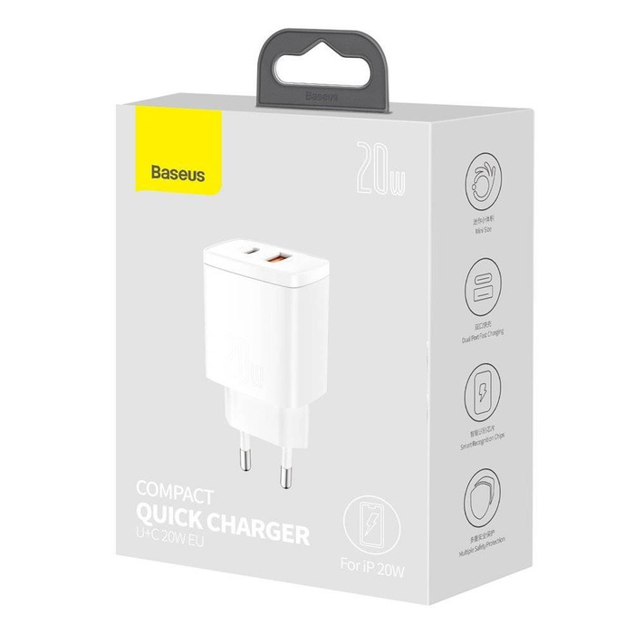 Baseus Compact Fast USB / USB Type C 20W 3A Power Delivery Quick Charge 3.0 blanc (CCXJ-B02)