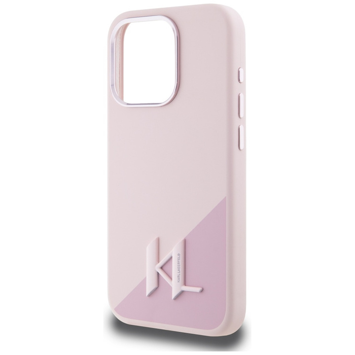 Etui Karl Lagerfeld Silicone Shadow       Metal Initial MagSafe do iPhone 15 Pro różowy