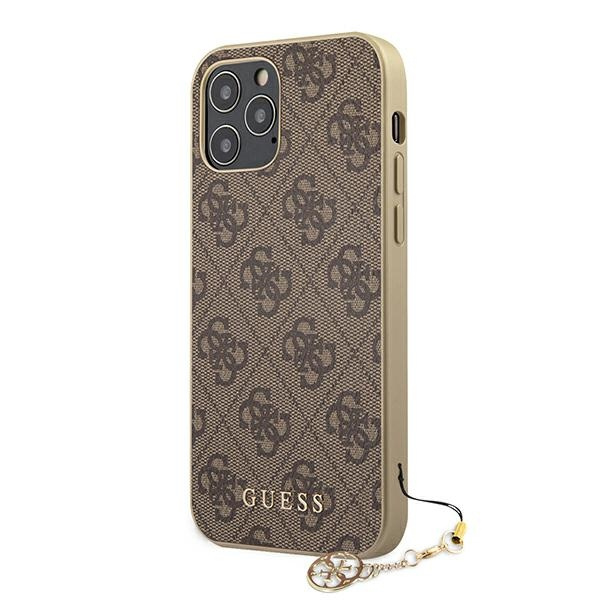 Puzdro GUESS Apple iPhone 12 Pro Max 6.7 4G Charms Collection GUHCP12LGF4GBR Hnedý pevný obal 