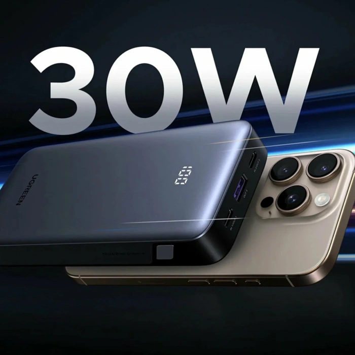 Powerbank Ugreen Nexode 10000mAh 30W USB-A 2xUSB-C - szary