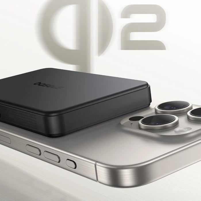 Baseus Airpow II 10000 mAh Qi2 Powerbank mit MagSafe 22,5 W mit Baseus Simple Series USB-C-Kabel – USB-C 20 V/3 A (30 cm) – Schwarz