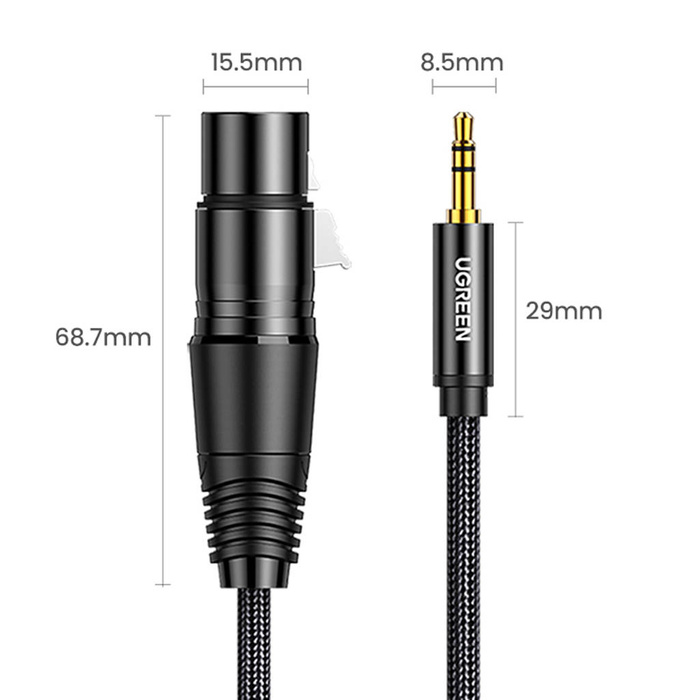 Ugreen Audiokabel 3,5 mm Miniklinke (männlich) - XLR (weiblich) 1 m schwarz (AV182)