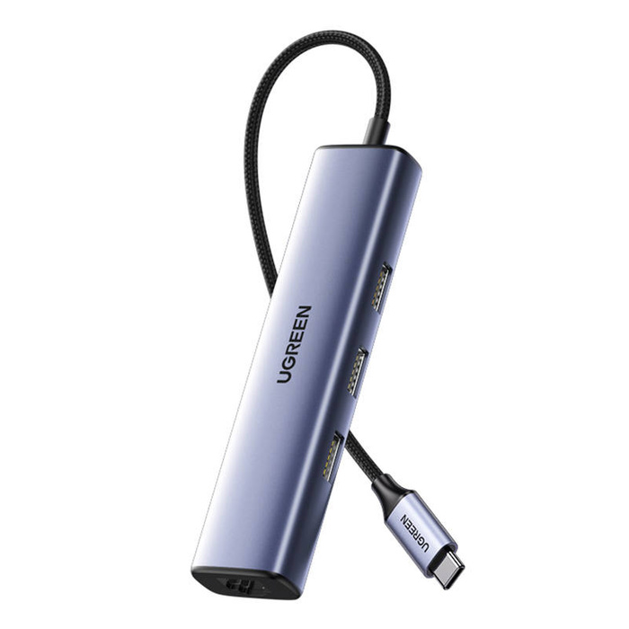 UGREEN CM475 Adapter USB-C auf 3x USB 3.0, RJ45, USB-C PD (grau)