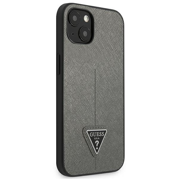 Case GUESS Apple iPhone 13 Mini Saffiano Triangle Logo Silver Hardcase