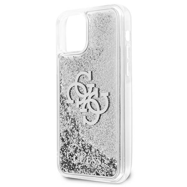 Hülle GUESS Apple iPhone 12 Pro Max 4G Große Flüssigkeit Glitter Silber Hardcase