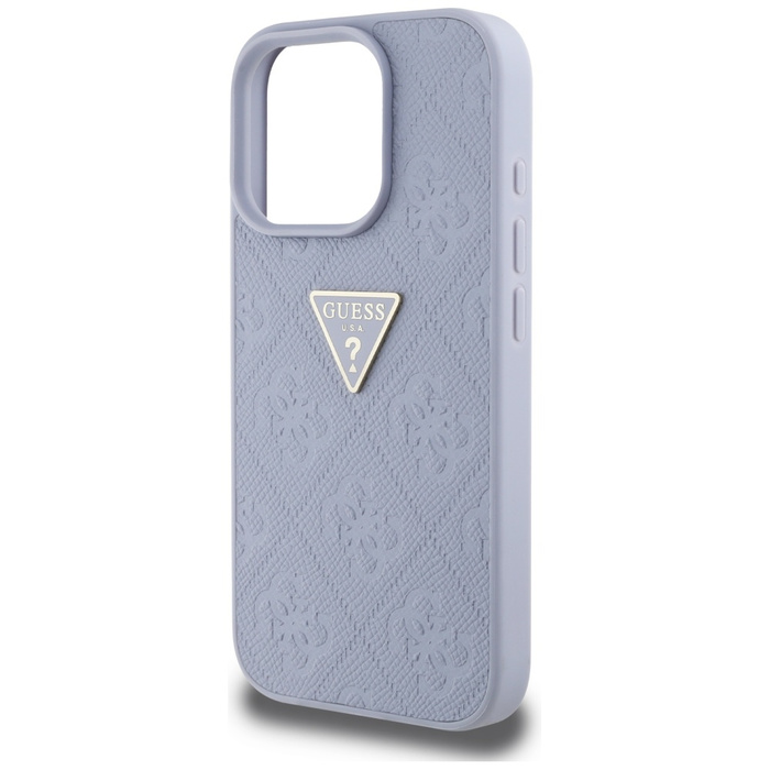 Etui Guess Hot Stamp 4G Pattern Triangle  Metal Logo do iPhone 16 Pro fioletowy