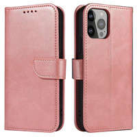 Étui portefeuille avec support pour iPhone 15 Magnet Case - Rose