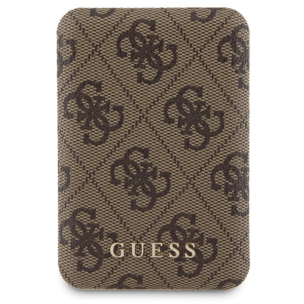 Zestaw Guess GUBPM5P15L4GEMGW iPhone 15 Pro 6.1" hardcase + Powerbank 5000mAh MagSafe brązowy/brown 4G Metal Logo