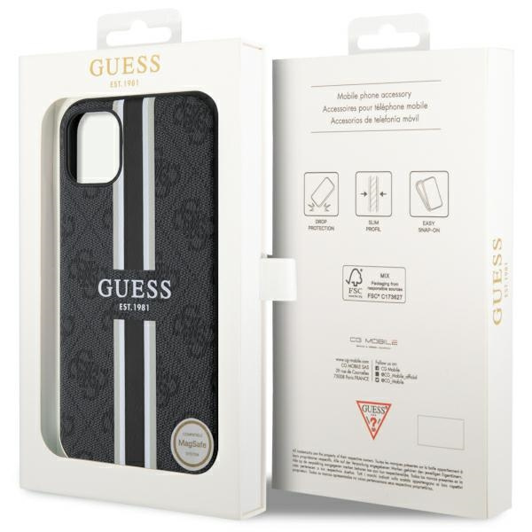 Case Guess GUHMN61P4RPSK iPhone 11 / Xr black/black hardcase 4G Printed Stripes MagSafe Case