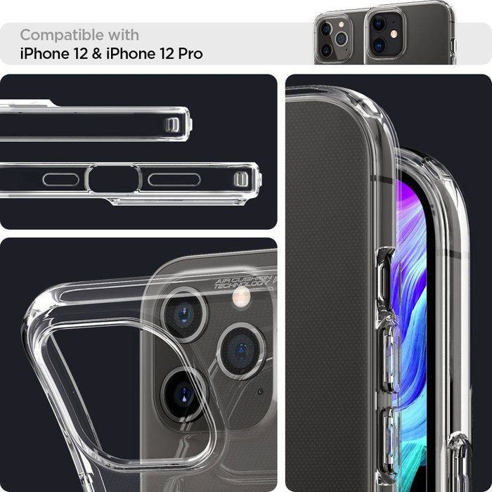 Cover SPIGEN iPhone 12 / 12 Pro Liquid Crystal Clear Case + 3MK Flexible Glass Lite