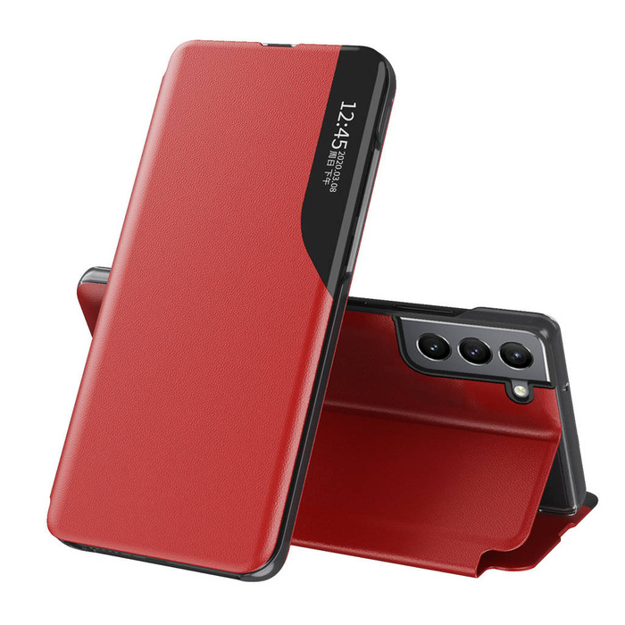 Eco Leather View Case étui élégant coque avec couvercle à rabat et fonction stand Samsung Galaxy S22+ (S22 Plus) rouge