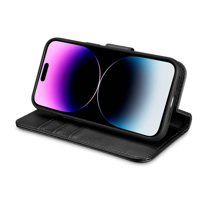 iCarer Custodia a Portafoglio 2in1 iPhone 14 Pro Pelle Flip Cover Anti-RFID nero (WMI14220726-BK)