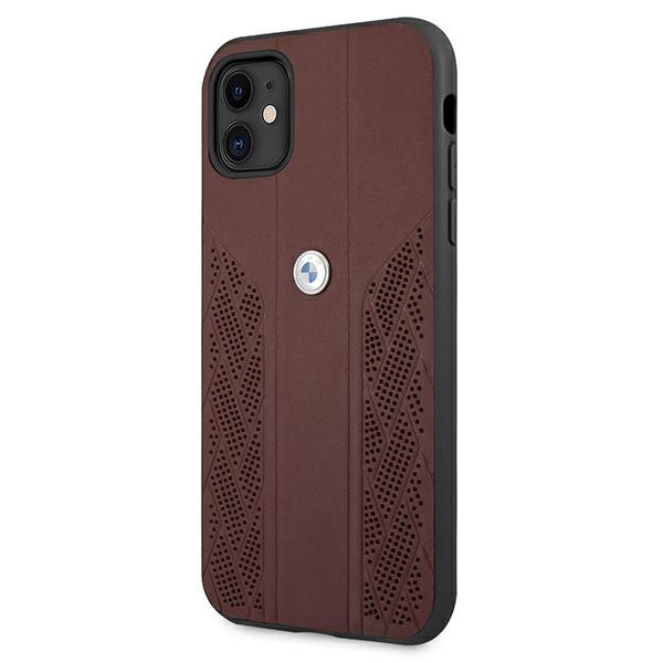 Case BMW Apple iPhone 11 Leather Curve Perforate Red Hardcase