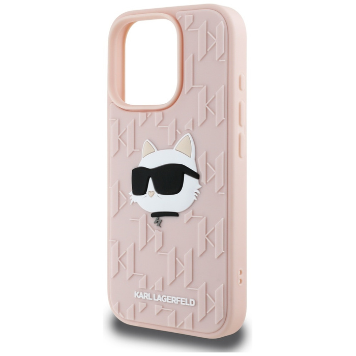 Etui Karl Lagerfeld 3D Rubber Monogram   & Choupette do iPhone 16 Pro Max różowy