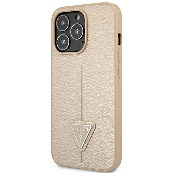Hülle Guess GUHCP14XPSATLE iPhone 14 Pro Max 6.7" beige/beige hartcase SaffianoTriangle Logo
