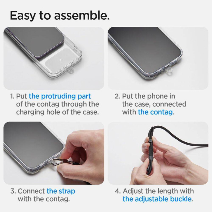 Spigen LANYARD UNIVERSAL STRAP SET CROSSBODY &amp; WRIST PEARL WHITE