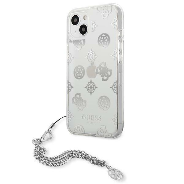 Case GUESS Apple iPhone 13 Mini Peony Chain Collection Silver Hardcase