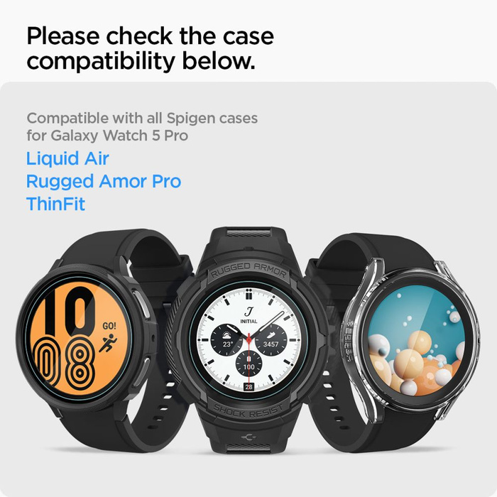 Vidrio Templado Spigen GLAS.TR "EZ-FIT" pAQUETE DE 2 Galaxy Watch 5 PRO (45 MM)