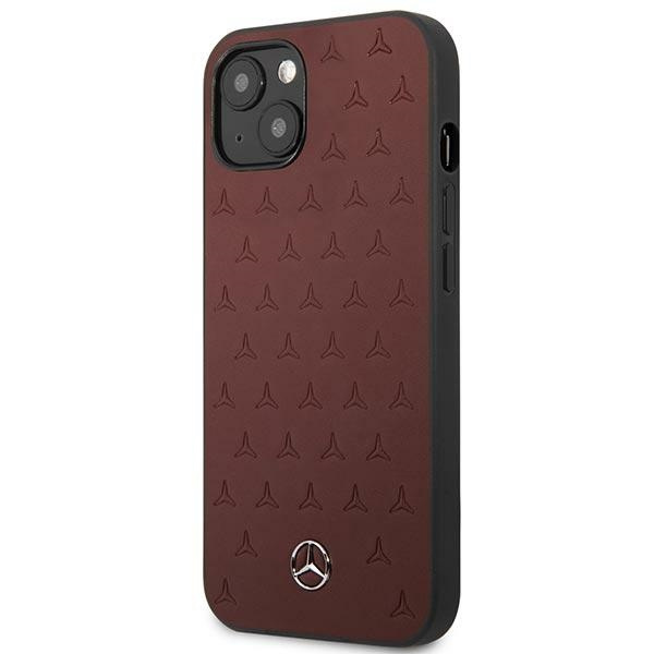 Case MERCEDES Apple iPhone 13 Mini Leather Stars Pattern Red Hardcase