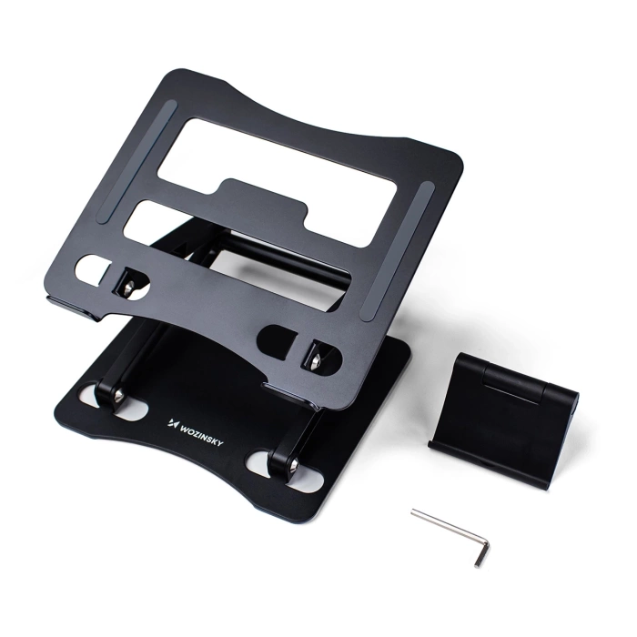 Laptop stand Wozinsky WRS-CPY75DSB aluminum + Free! smartphone stand - black
