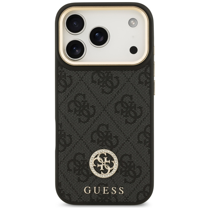 Etui Guess 4G Strass Logo MagSafe do     iPhone 17 Pro czarny