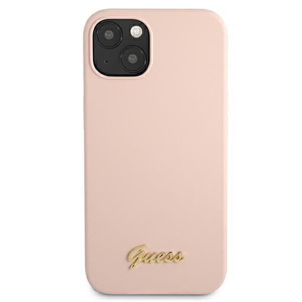 Coque GUESS Apple iPhone 13 Silicone Script Logo Or MagSafe Rose Durcase